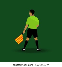 vector illustration   of a football referee on the sideline standing