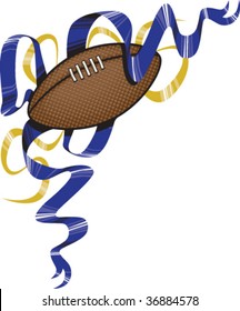 A vector illustration of a football with ribbons