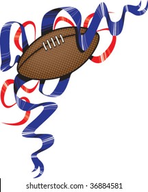 A vector illustration of a football with ribbons