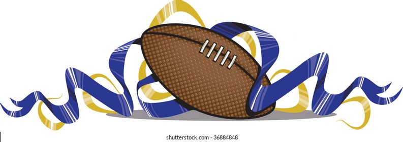 A vector illustration of a football with ribbons