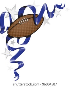 A vector illustration of a football with ribbons and stars