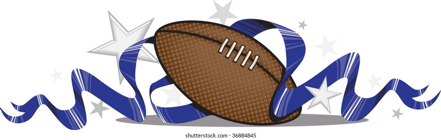 A vector illustration of a football with ribbons and stars