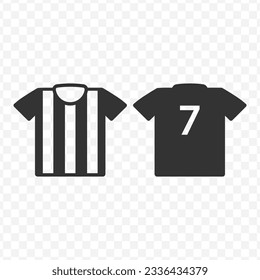 Vector illustration of football shirt icon in dark color and transparent background(PNG).