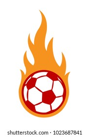 Vector illustration of football soccer ball with simple flame shape. Ideal for sticker, decal, sport logo and any kind of decoration.