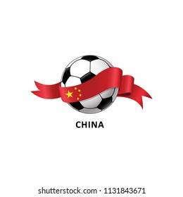 Vector Illustration of a Football – Soccer ball with the china flag 