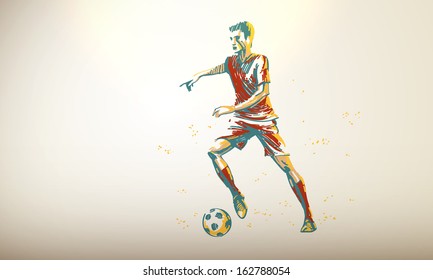 Vector Illustration of a Football, Soccer Player | Decent Copy Space
