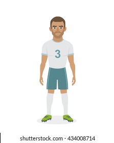 Vector illustration of football soccer player standing with ball in hand isolated on white background