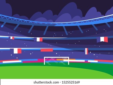 Vector illustration of football stadium, football stands, gates