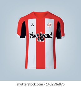 Vector illustration of football team t-shirt template mock up