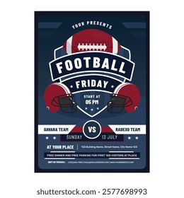 Vector illustration of football tournament flyer template design