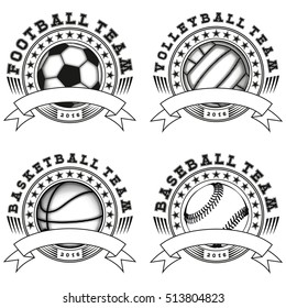 Vector illustration football volleyball basketball baseball logo set