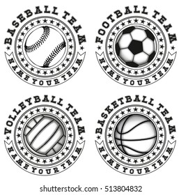Vector illustration football volleyball basketball baseball logo set