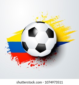 vector illustration football world championship with ball and colombia flag colors.