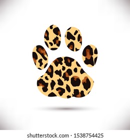 Vector illustration. Footprint with leopard pattern isolated on white background .Perfect for design of blog ,banner,poster,fashion,web sites,apps,typography,T-shirt,logo