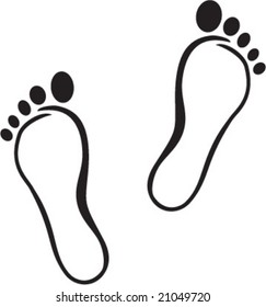 Vector illustration of footprints in black and white