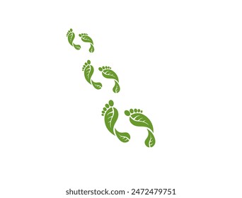 Vector illustration of footprints in the form of green leaves