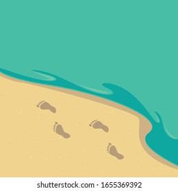 Vector illustration of footprints on the beach. Can be used for book covers or backgrounds.