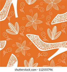 Vector illustration of footwear pattern seamless background