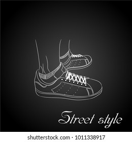 
vector illustration. footwear. sneakers. sneakers. silhouette. line