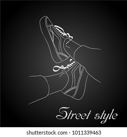 
vector illustration. footwear. sneakers. sneakers. silhouette. line
