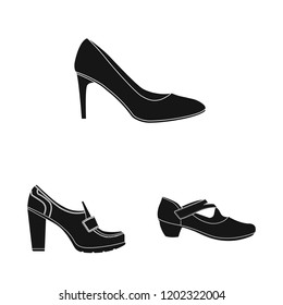 Vector illustration of footwear and woman icon. Set of footwear and foot vector icon for stock.
