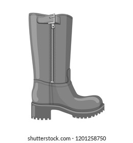 Vector illustration of footwear and woman logo. Collection of footwear and foot stock symbol for web.