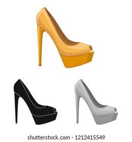 Vector illustration of footwear and woman logo. Collection of footwear and foot vector icon for stock.