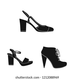 Vector illustration of footwear and woman sign. Collection of footwear and foot vector icon for stock.