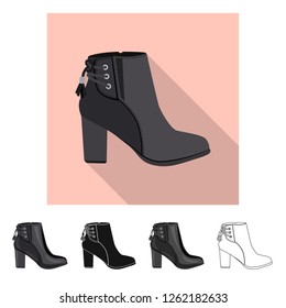 Vector illustration of footwear and woman symbol. Collection of footwear and foot stock symbol for web.