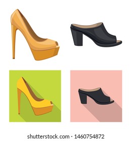 Vector illustration of footwear and woman symbol. Collection of footwear and foot vector icon for stock.