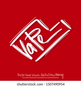 Vector illustration of forbiddance. No Vape hand drawn lettering text for print, card and banner