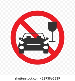 Vector illustration of it is forbidden to be drunk while driving icon in dark color and transparent background(png).