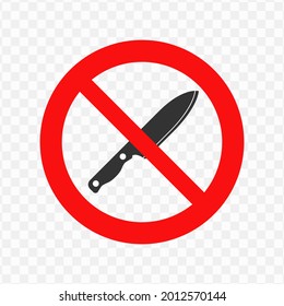 Vector illustration of forbidden to carry a knife icon in dark color and transparent background(png)