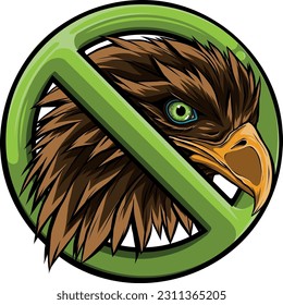 vector illustration of forbidden eagle head on white background