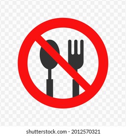 Vector illustration of forbidden to eat icon in dark color and transparent background(png)
