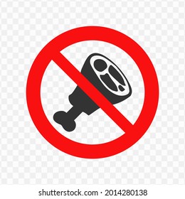 Vector illustration of forbidden to eat meat icon in dark color and transparent background(png)