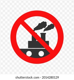 Vector illustration of forbidden to factory icon in dark color and transparent background(png)