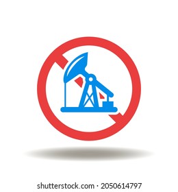 Ilustración vectorial de la señal de la bomba de aceite prohibida. Símbolo de la extracción de aceite de parada.