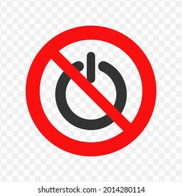 Vector illustration of forbidden to on power icon in dark color and transparent background(png)