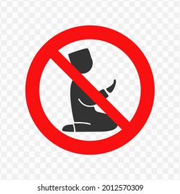 Vector illustration of forbidden to pray icon in dark color and transparent background(png)