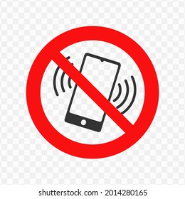 Vector Illustration Of Forbidden To Ring Cell Phone Icon In Dark Color And Transparent Background(png)