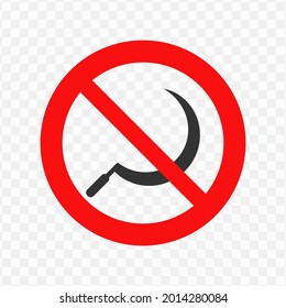 Vector illustration of forbidden to sickle icon in dark color and transparent background(png)