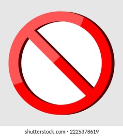 Ilustración vectorial del símbolo prohibido, círculo rojo con bandas oblicuas sobre fondo blanco.