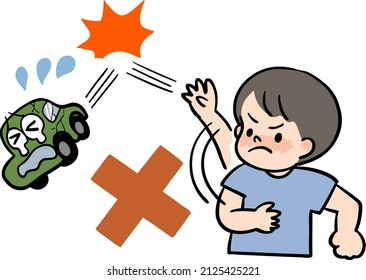 Vector illustration forbidden to throw toys