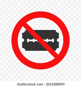 Vector illustration of forbidden to use shaving razor icon in dark color and transparent background(png)
