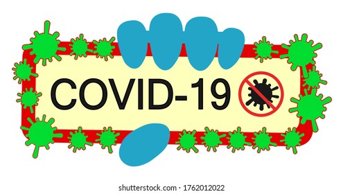 Ilustración vectorial del emblema de advertencia prohibido de la cuarentena de infección por coronavirus, covid-19, pandemia