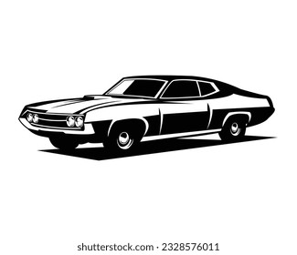 vector illustration of a ford torino cobra car silhouette. isolated white background view from side. Best for car industry, logo, badge, emblem, icon, design sticker, shirt.