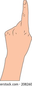 Vector illustration of forefinger up gesture. Pointing hand gesture