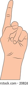 Vector illustration of forefinger up or one finger up hand gestures. Pointing hand gesture