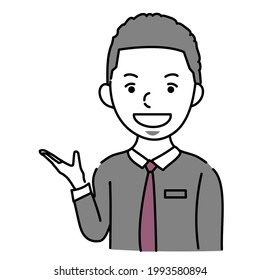 Vector Illustration Of Foreign Male Business Person Explaining Something
